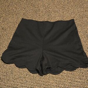 Have Black High Waist Scalloped Cotton Shorts